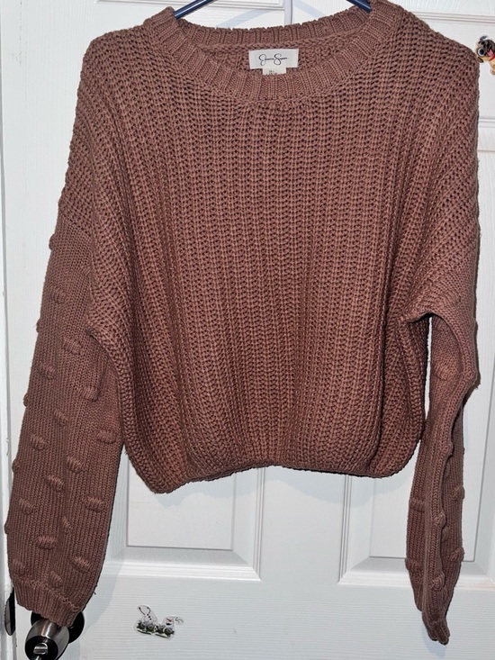 Jessica Simpson Sweaters - Jessica Simpson Dusty Rose Knit Bubble-Sleeve Crewneck Sweater